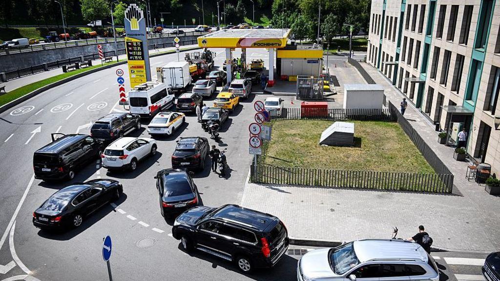 Russians Queue for Fuel as Ukrainian Attacks Leave Cars Thirsty