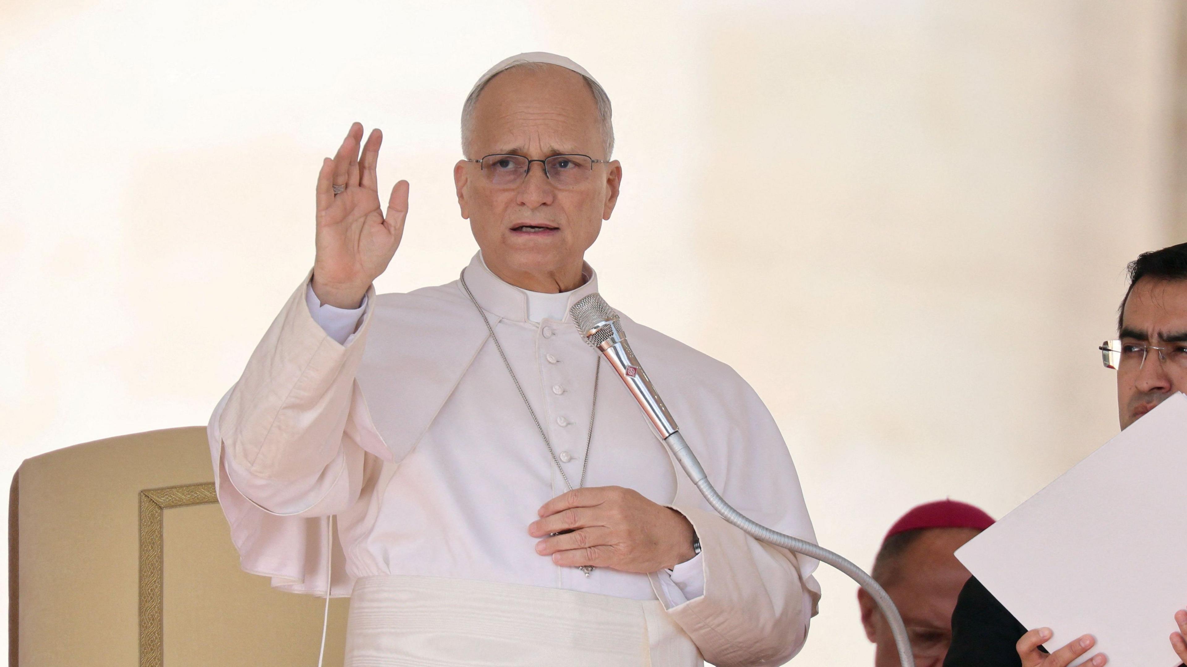 Pope Leo speaking in St. Peter's