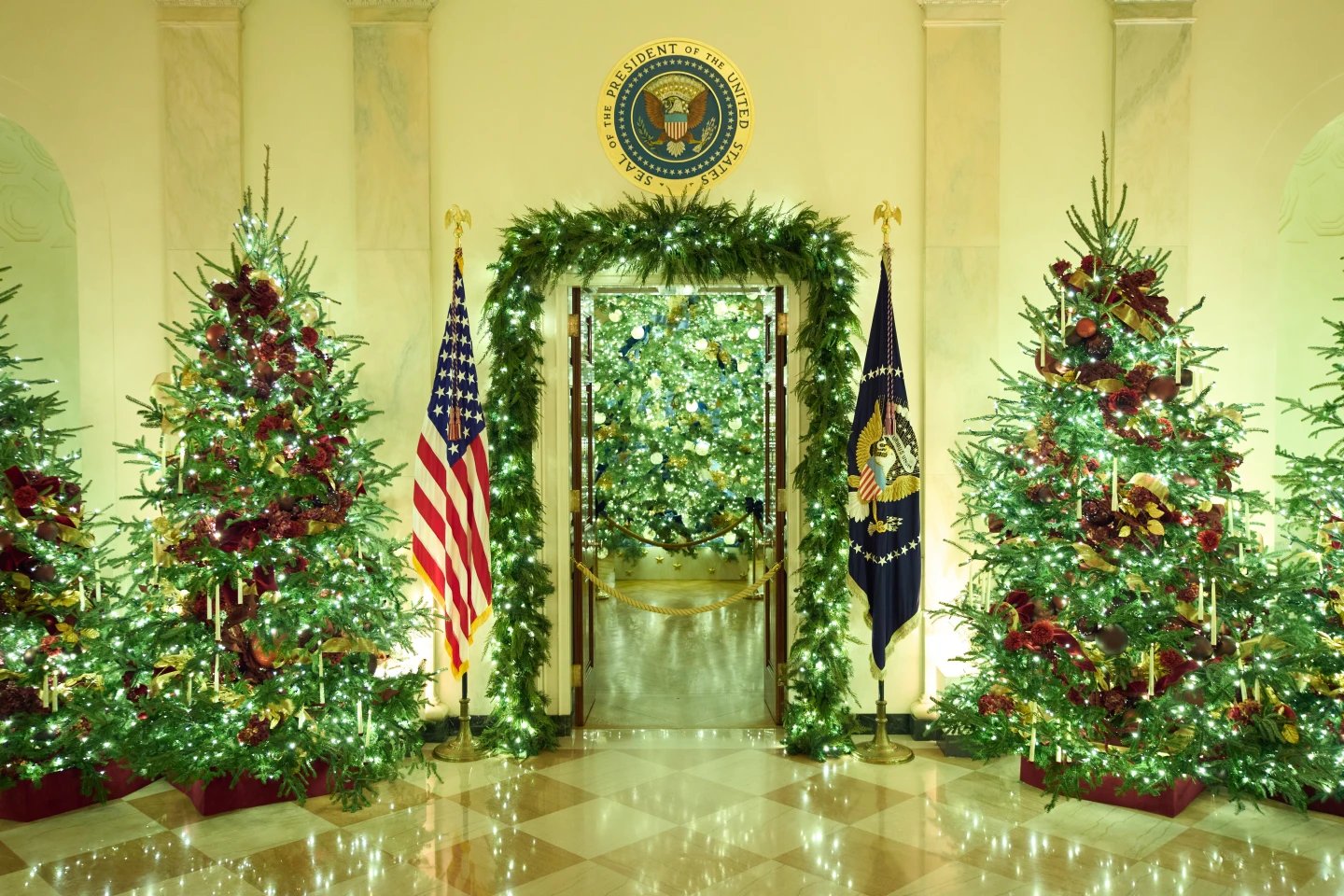 Melania Trump Reveals White House Holiday Decorations with a Patriotic Theme